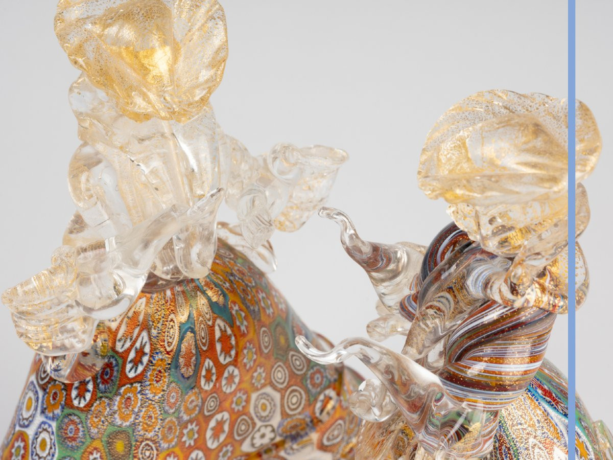Pair Of Elegant Murano Spun Glass Venetians, 20th -photo-7