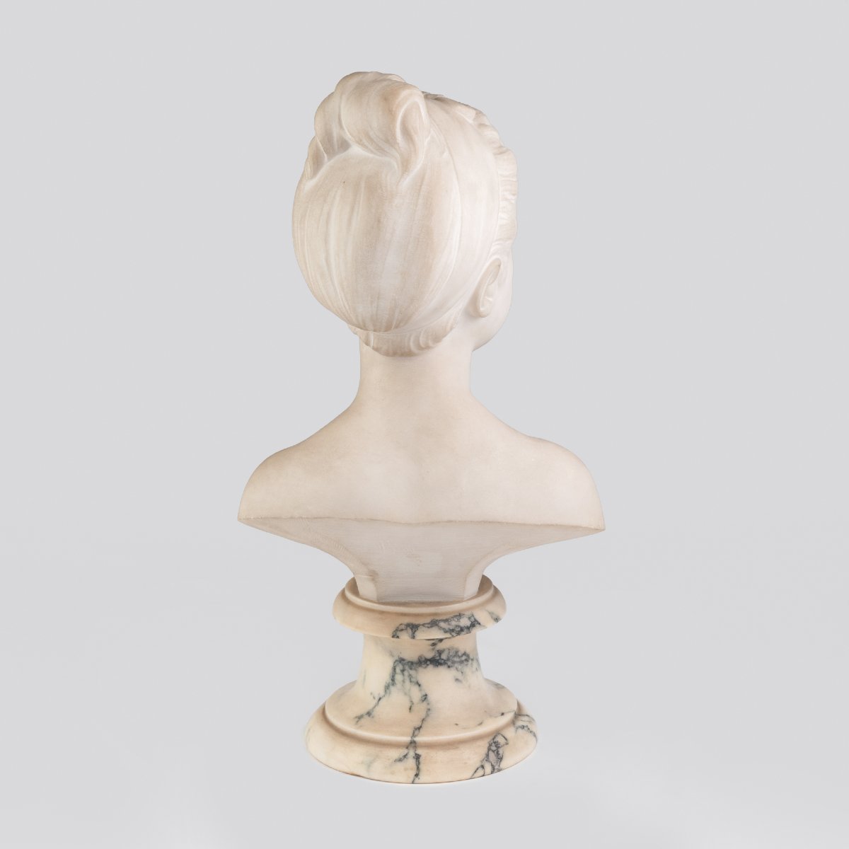 Guglielmo Pugi (1850 - 1915), Buste de jeune fille en marbre de carrare, XIXe-photo-4
