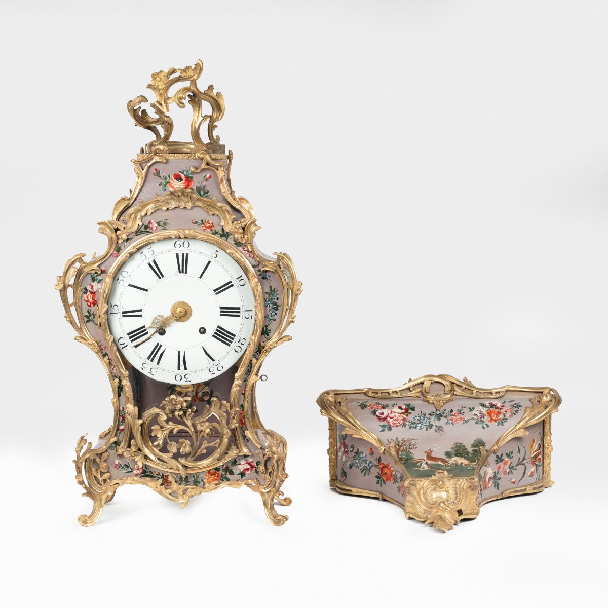 Cartel et son cul de lampe en bois peint et bronze dor&eacute;, XVIIIe-photo-2