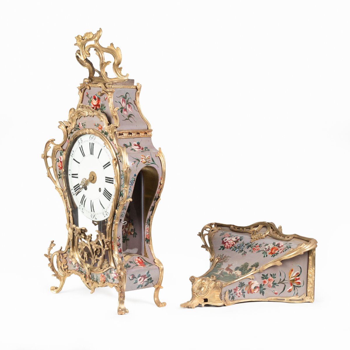 Cartel et son cul de lampe en bois peint et bronze dor&eacute;, XVIIIe-photo-3