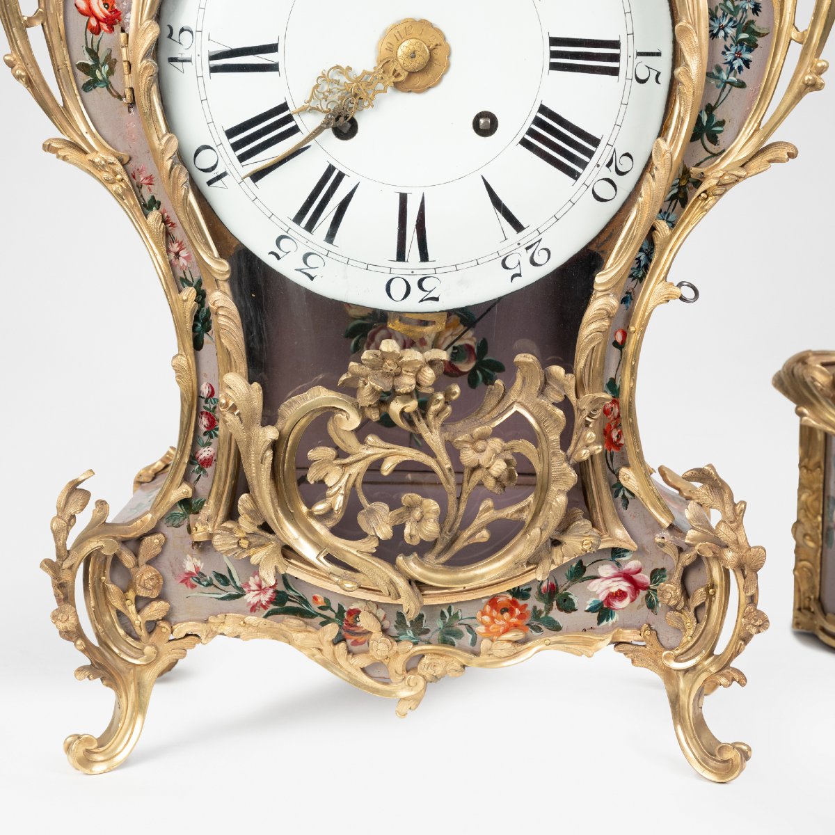 Cartel et son cul de lampe en bois peint et bronze dor&eacute;, XVIIIe-photo-4