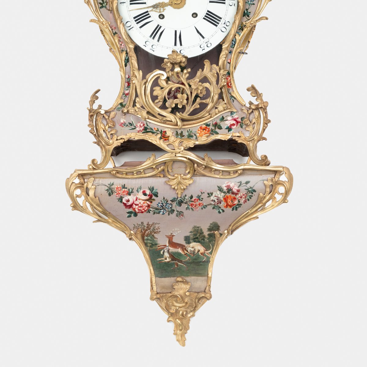 Cartel et son cul de lampe en bois peint et bronze dor&eacute;, XVIIIe-photo-6