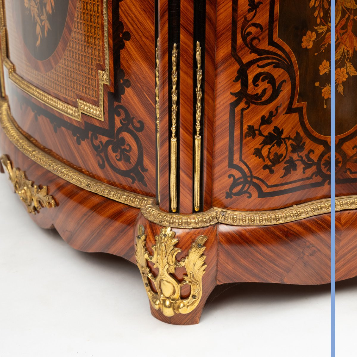 Cabinet At Waist Height In Marquetry Of Precious Woods And Gilt Bronze, XIXth-photo-8
