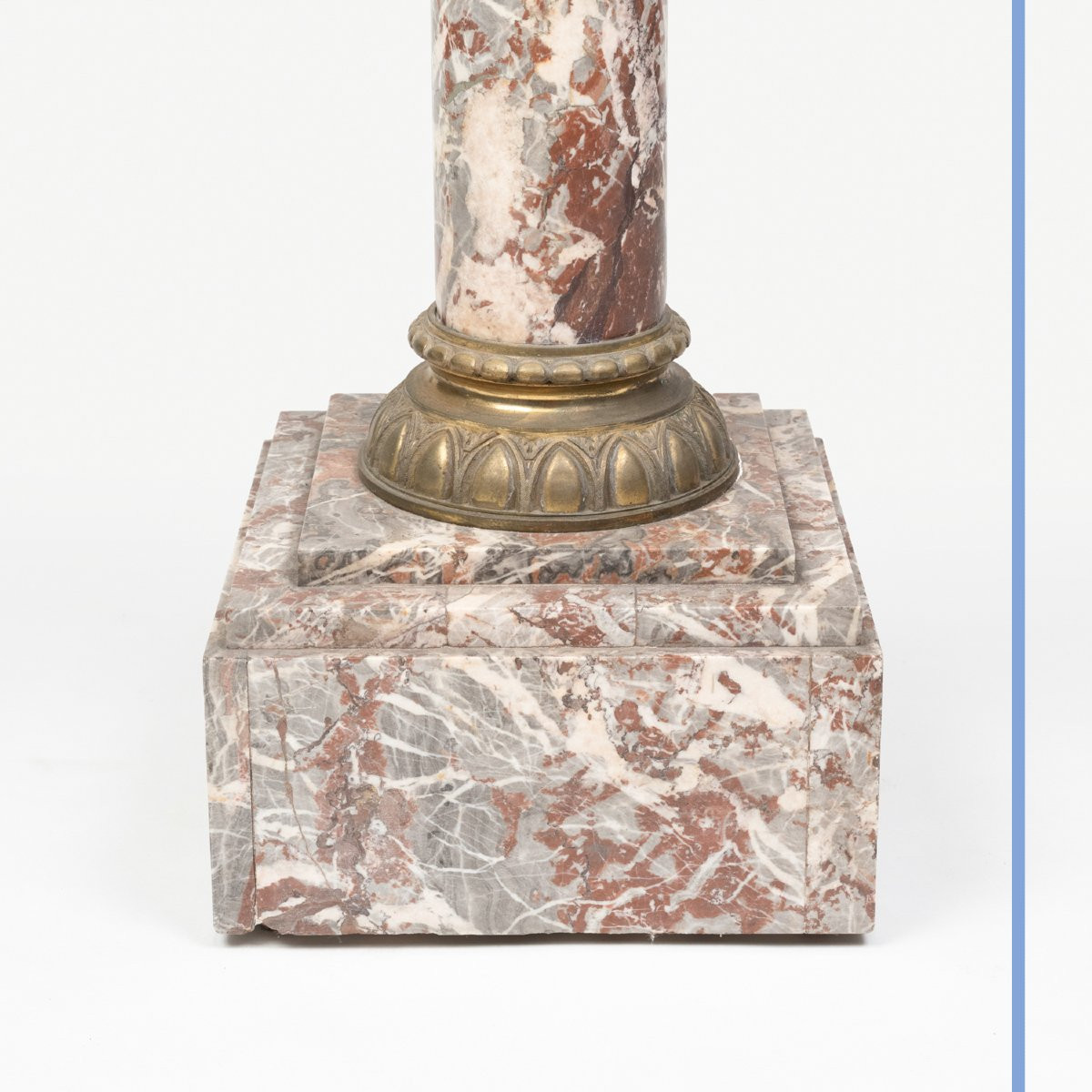 Colonne en marbre rouge veiné blanc orné de bronze doré, XXe-photo-3