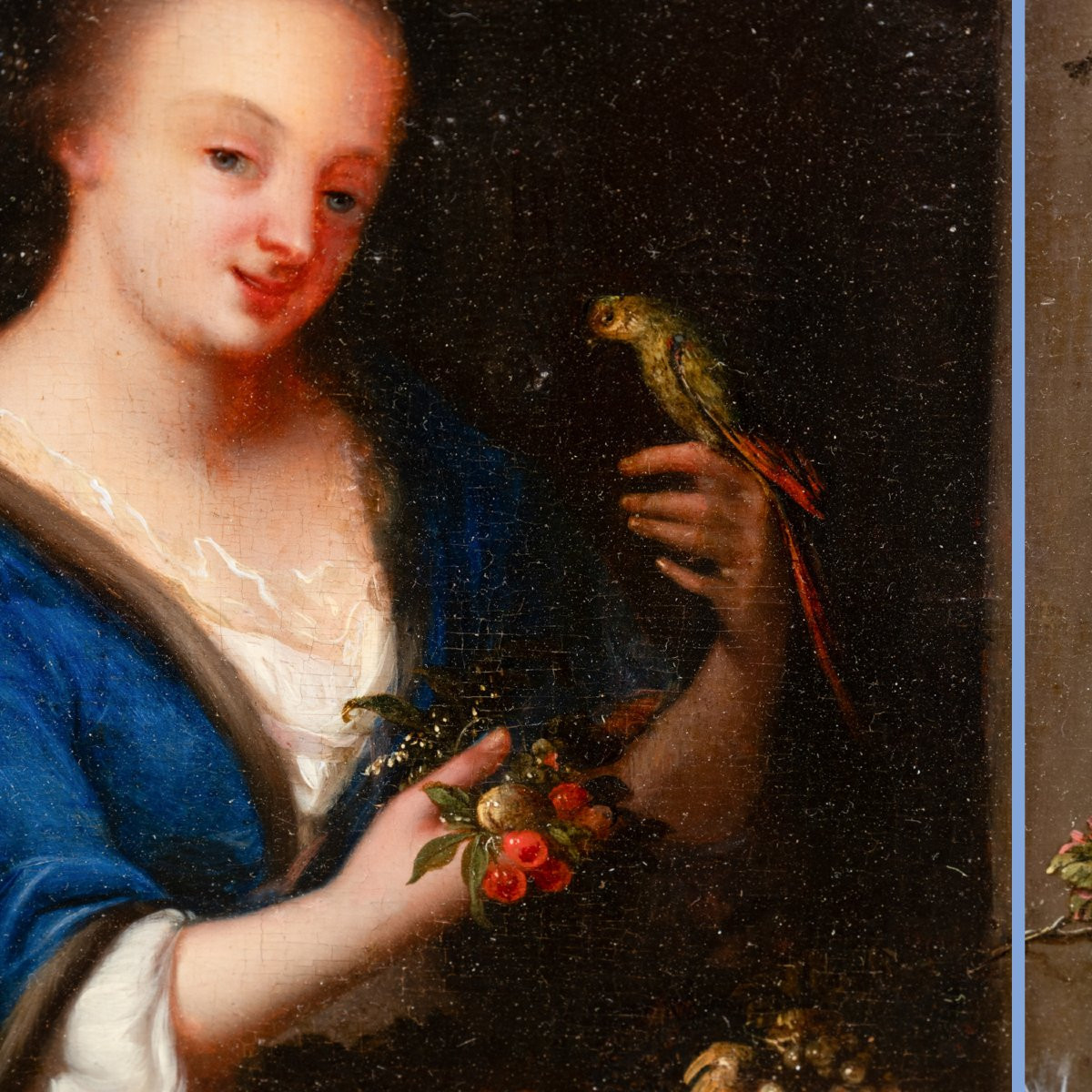 Follower Of Godfried Schalken (1643-1706), Woman With Monkey And Parrot, 18th Century-photo-3