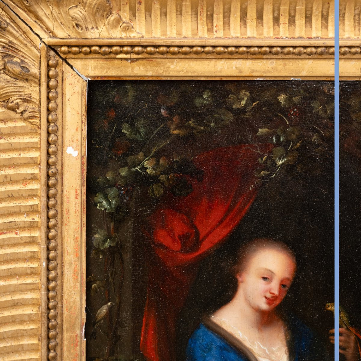 Follower Of Godfried Schalken (1643-1706), Woman With Monkey And Parrot, 18th Century-photo-1