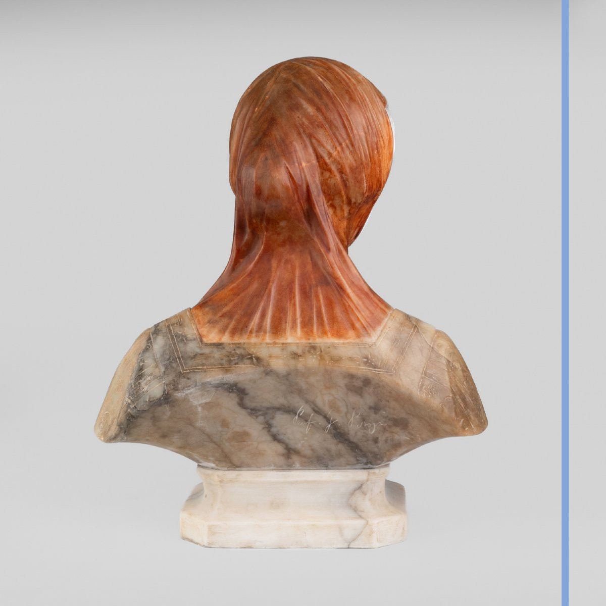 After Giuseppe Bessi (1857-1922), Bust Of Beatrice In Alabaster And Onyx, 20th-photo-4