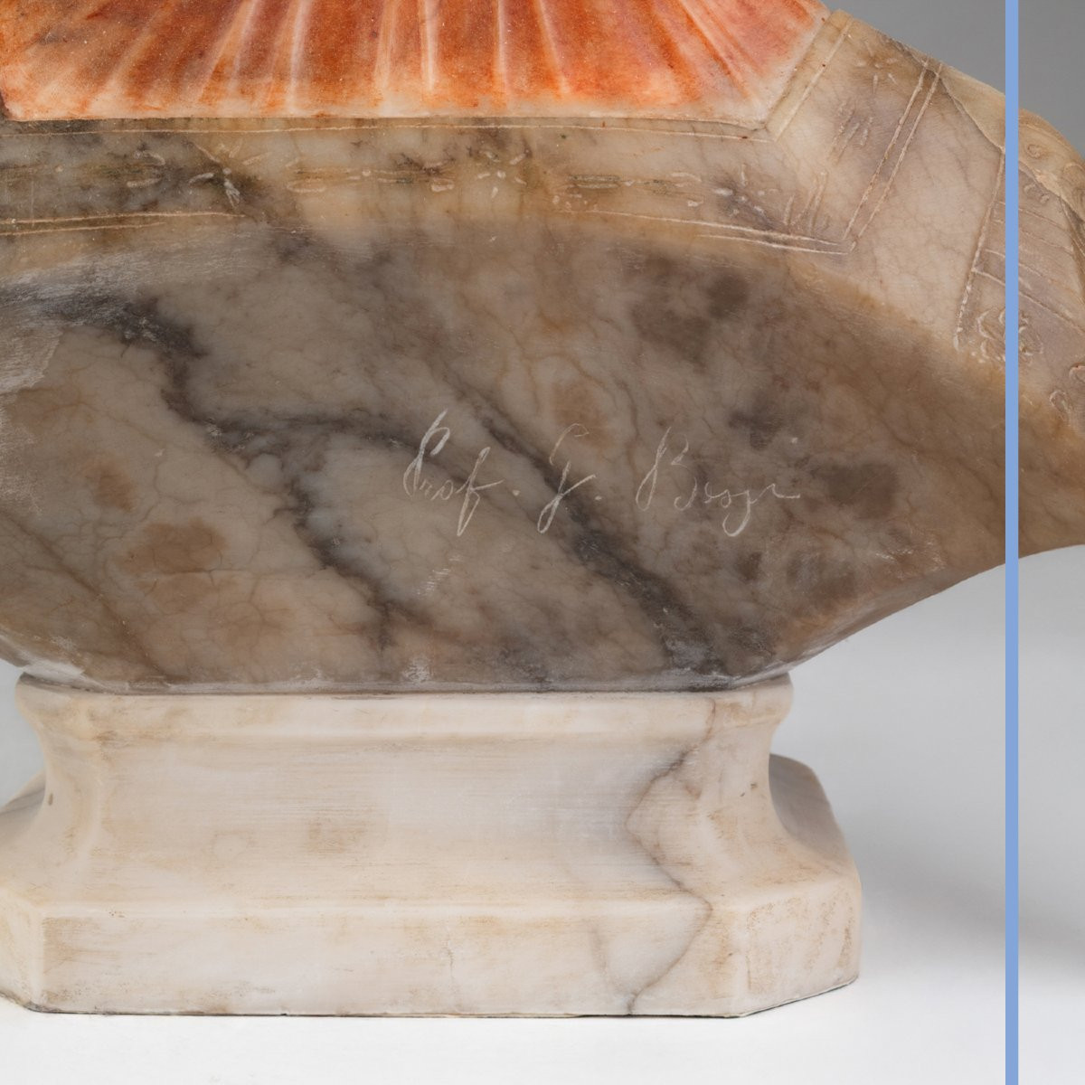 After Giuseppe Bessi (1857-1922), Bust Of Beatrice In Alabaster And Onyx, 20th-photo-8