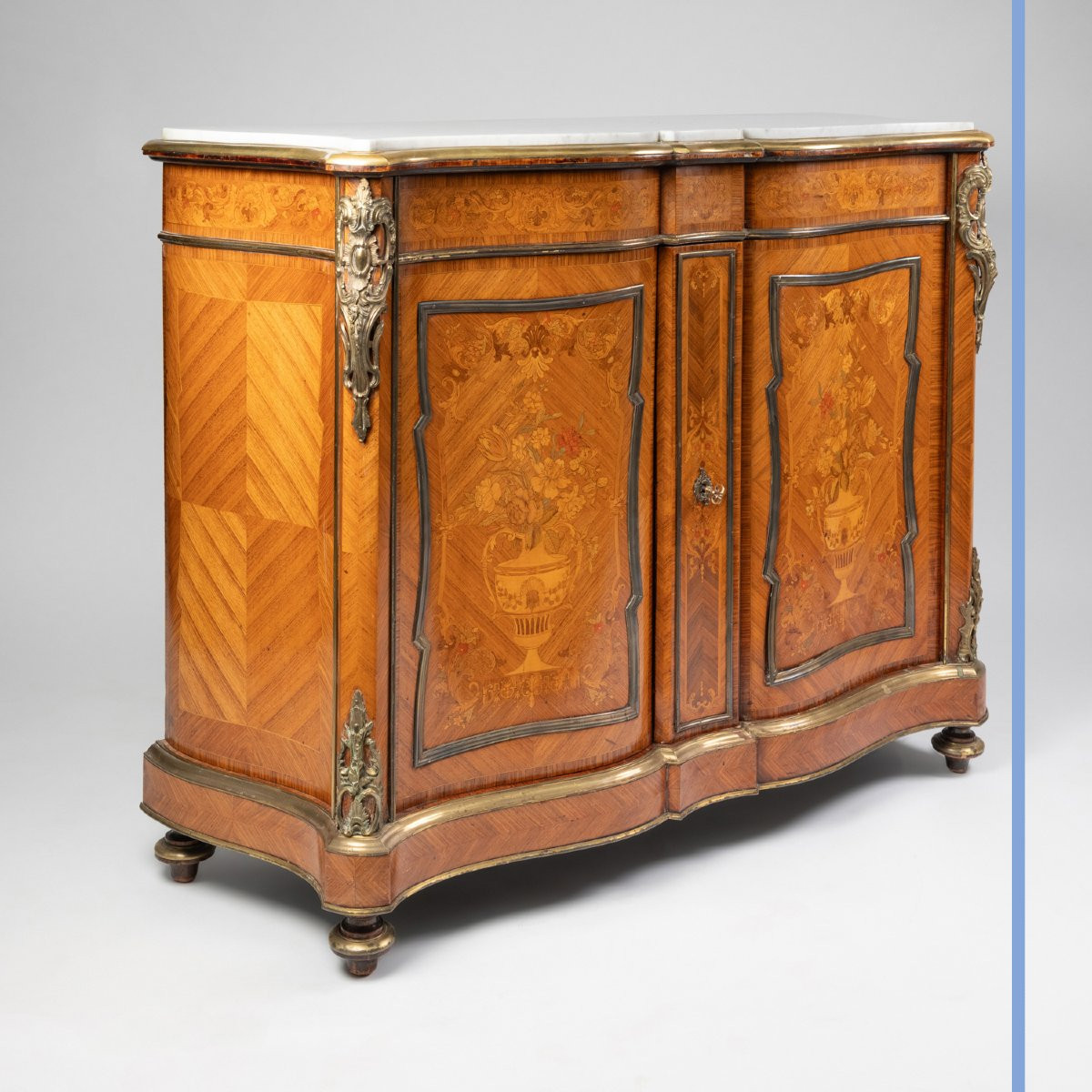 Kriéger House, Two-door Marquetry Console Table, 19th Century-photo-2