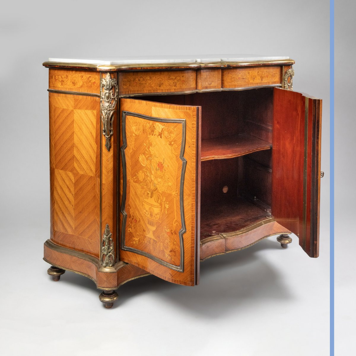 Kriéger House, Two-door Marquetry Console Table, 19th Century-photo-3