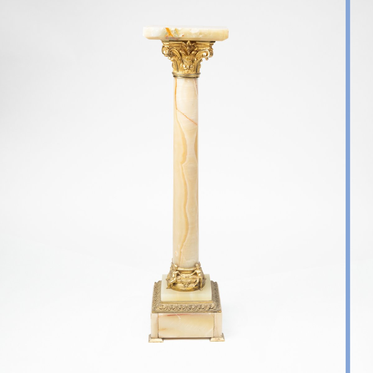 Sellette en onyx et bronze doré aux putti, XIXe-photo-3