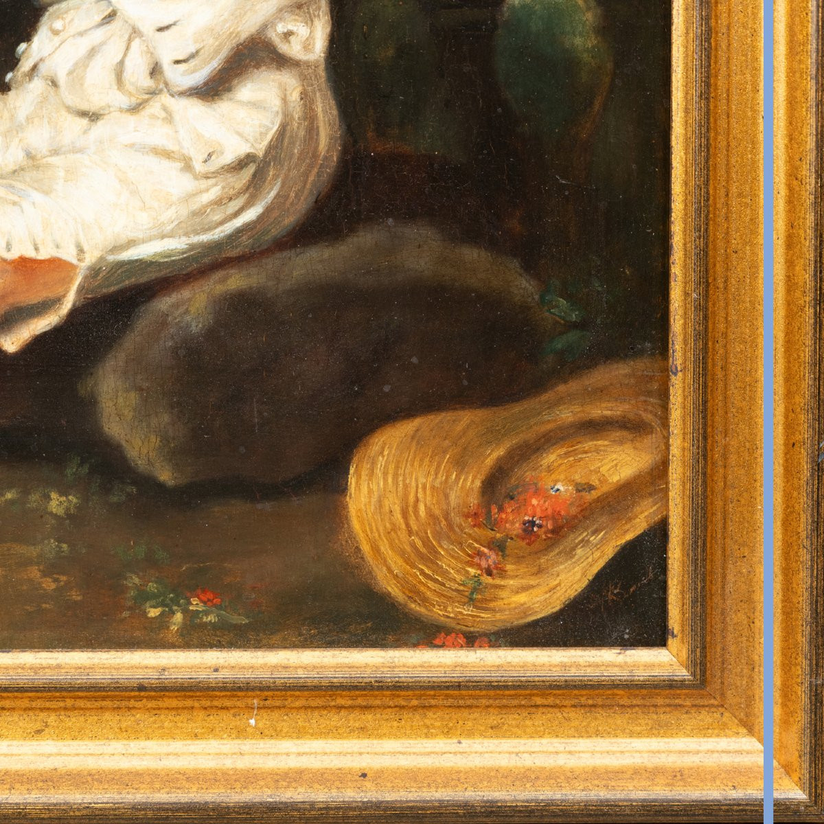 École Française du XIXe, Le piège à oiseaux, huile sur panneau, XIXe-photo-2