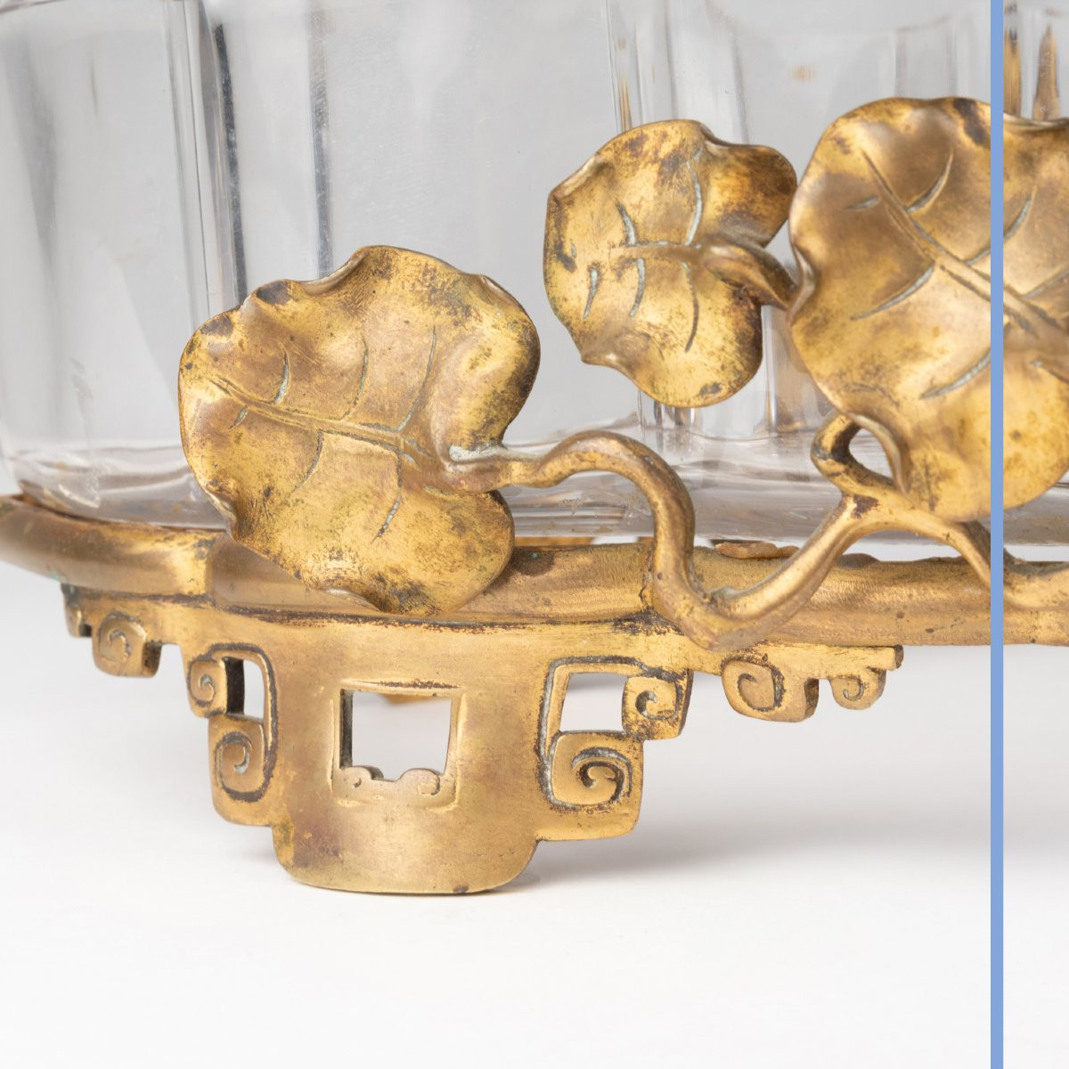 Edouard Enot (19th-20th Century), Glass Jardinière With Bronze Mount, 19th Century-photo-4