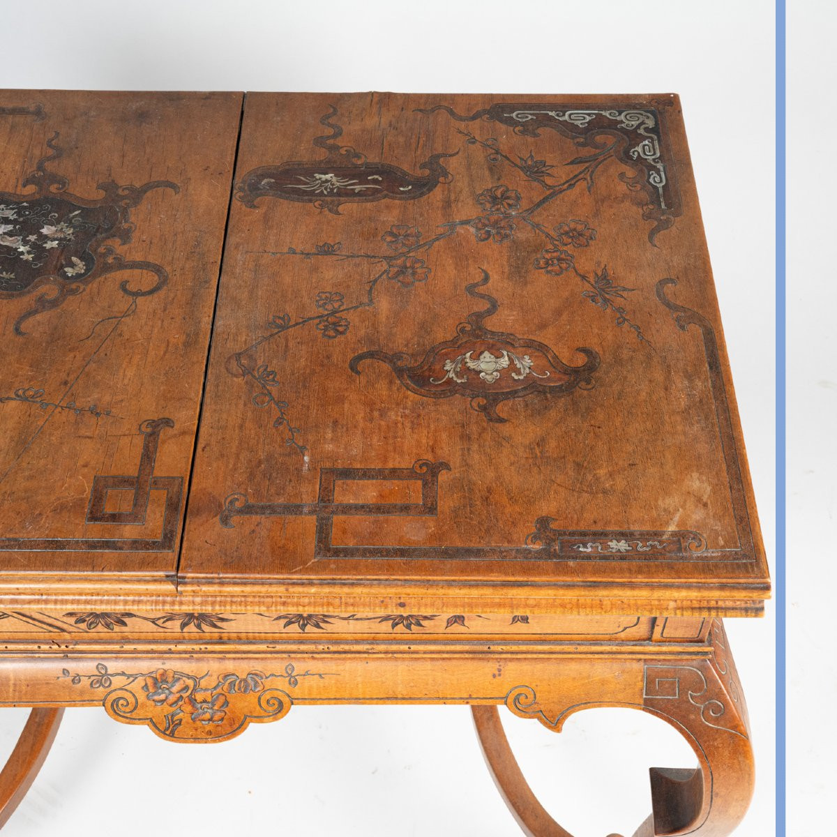In The Style Of Gabriel Viardot (1830-1906), A Natural Wood Games Table With Inlays, 19th Century-photo-6