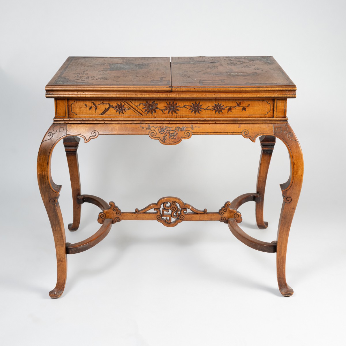 In The Style Of Gabriel Viardot (1830-1906), A Natural Wood Games Table With Inlays, 19th Century