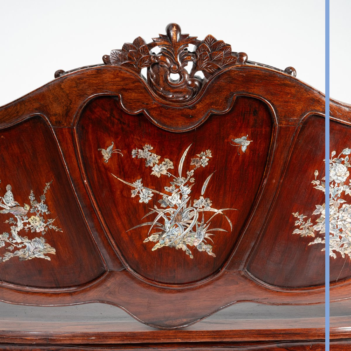 Indochinese Living Room Set Consisting Of A Bench And Two Armchairs, 20th Century-photo-8