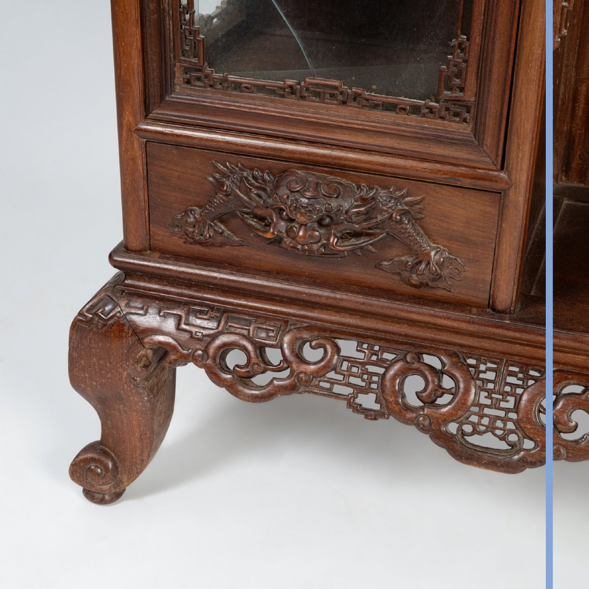 Indochinese Cabinet With A Dragon In Carved Exotic Wood, 20th Century-photo-6