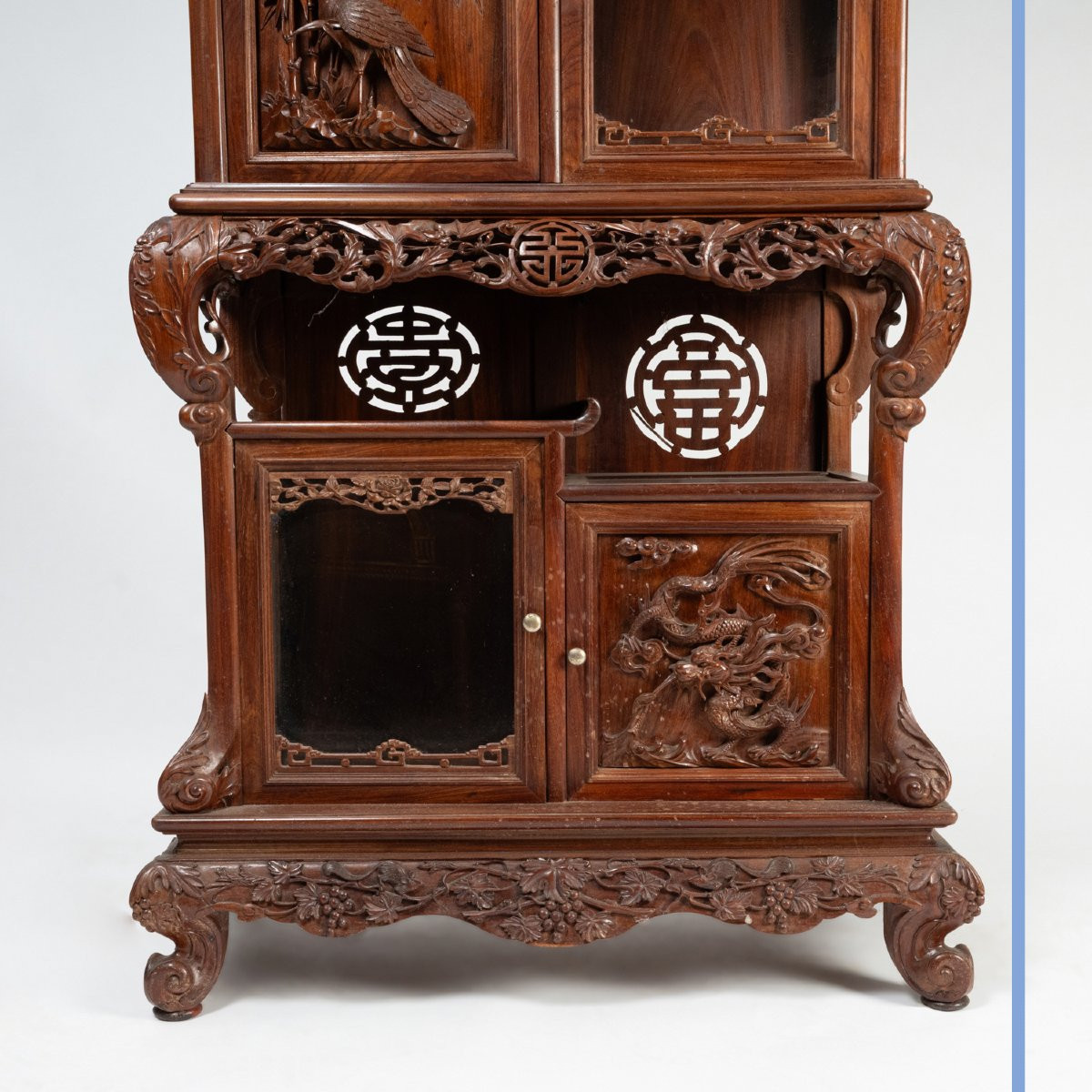 Indochinese Cabinet In Carved Exotic Wood, 20th Century-photo-5