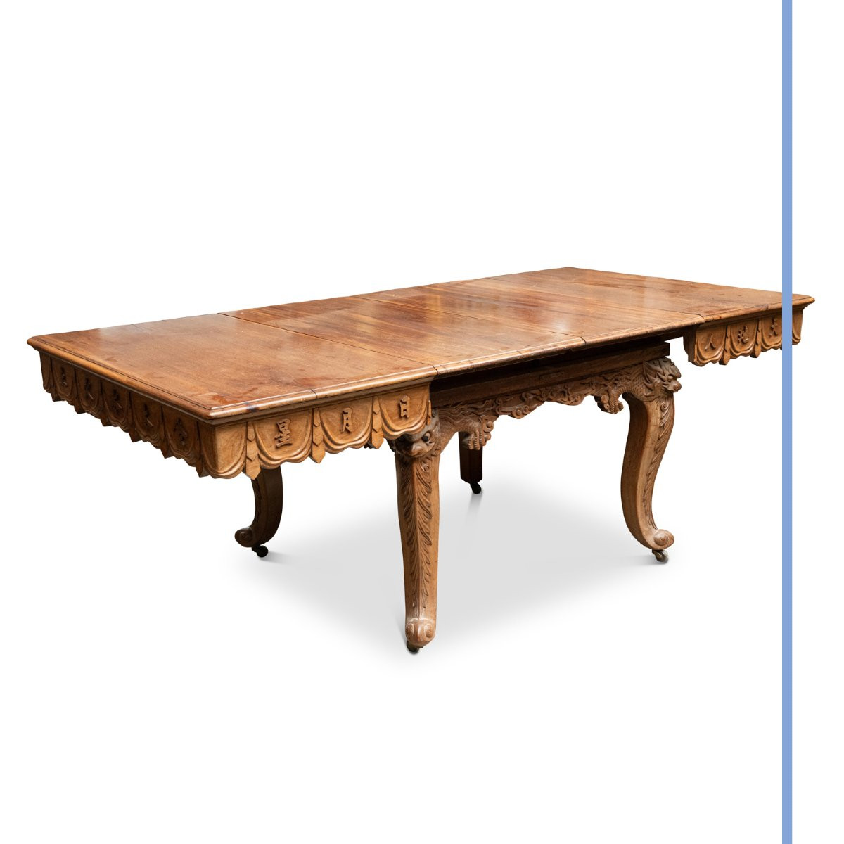 Indochinese Dining Room Set In Richly Carved Exotic Wood, 20th Century-photo-2