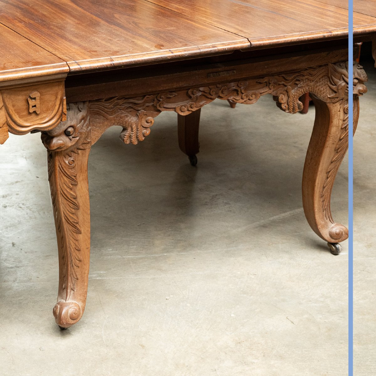 Indochinese Dining Room Set In Richly Carved Exotic Wood, 20th Century-photo-3