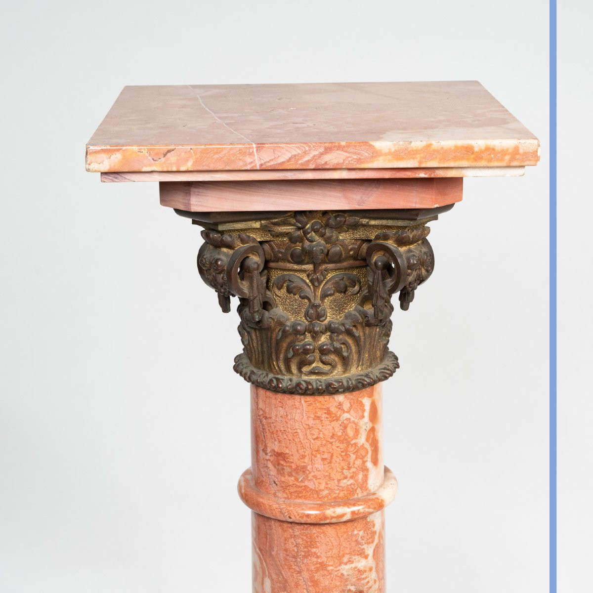 Paire de colonnes en marbre rose et bronze doré, XIXe-photo-2