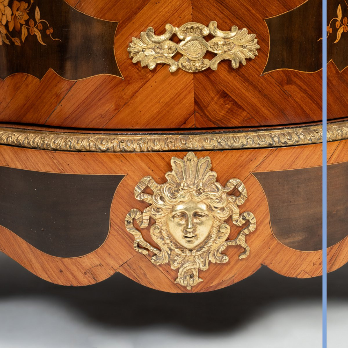 Pair Of Console-height Cabinets In Precious Wood Marquetry, 19th Century-photo-7