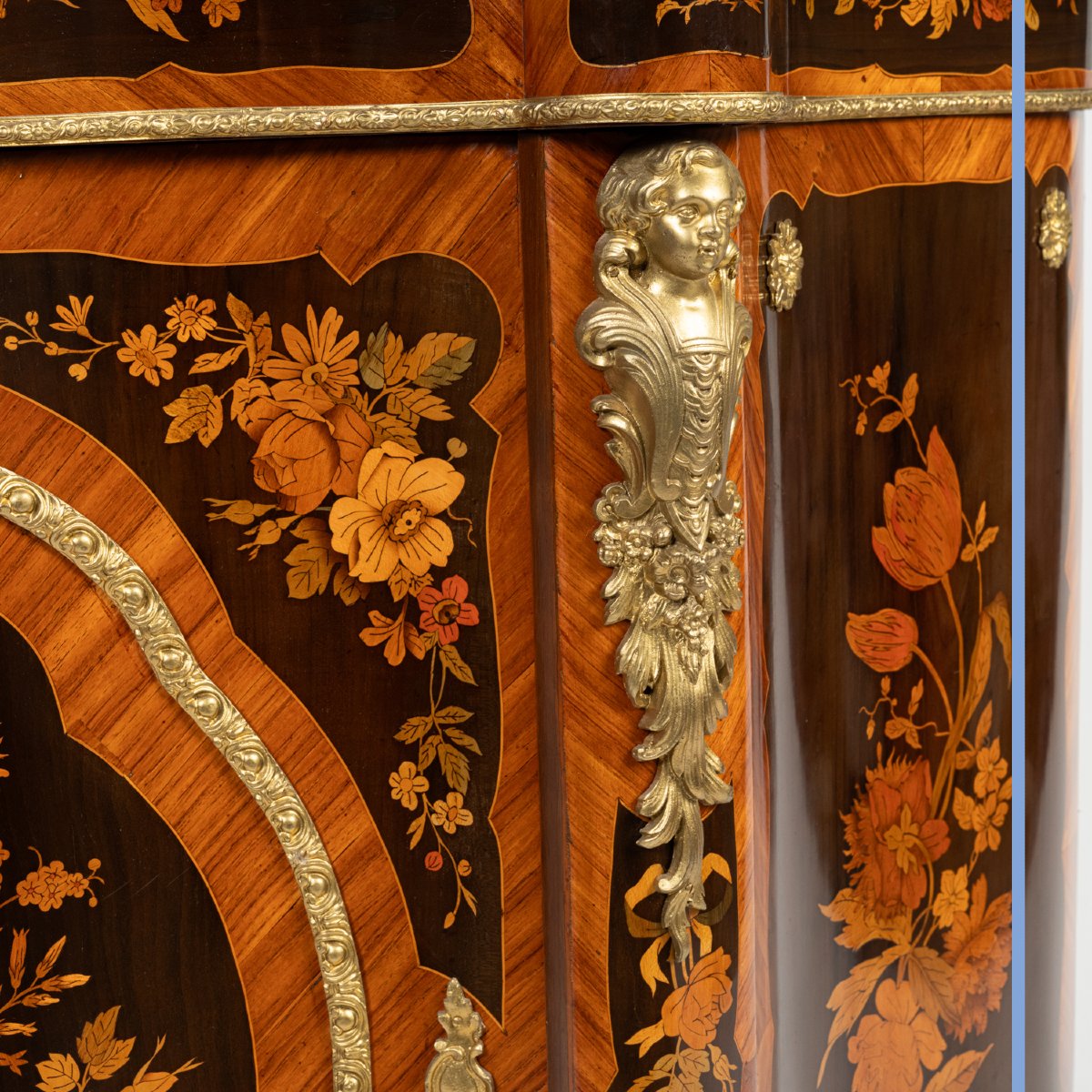 Paire de meubles &agrave; hauteur d'appui en marqueterie de bois pr&eacute;cieux, XIXe-photo-6