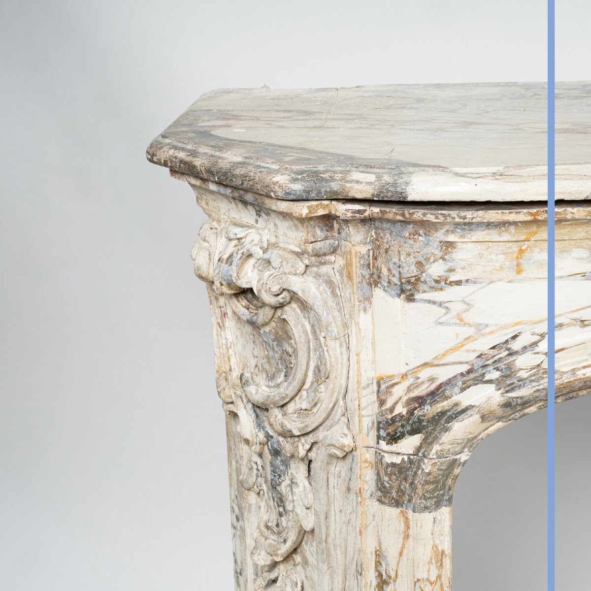 Regency Period Fireplace In Painted Wood With A Trompe l'Oeil Marble Effect, 18th Century-photo-2