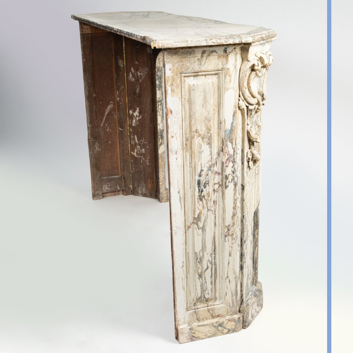 Regency Period Fireplace In Painted Wood With A Trompe l'Oeil Marble Effect, 18th Century-photo-2