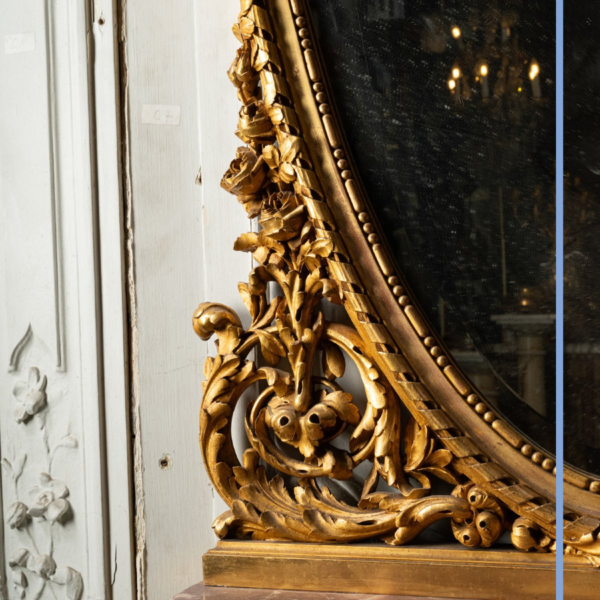 Console et son miroir richement sculpté en bois doré, XIXe-photo-4