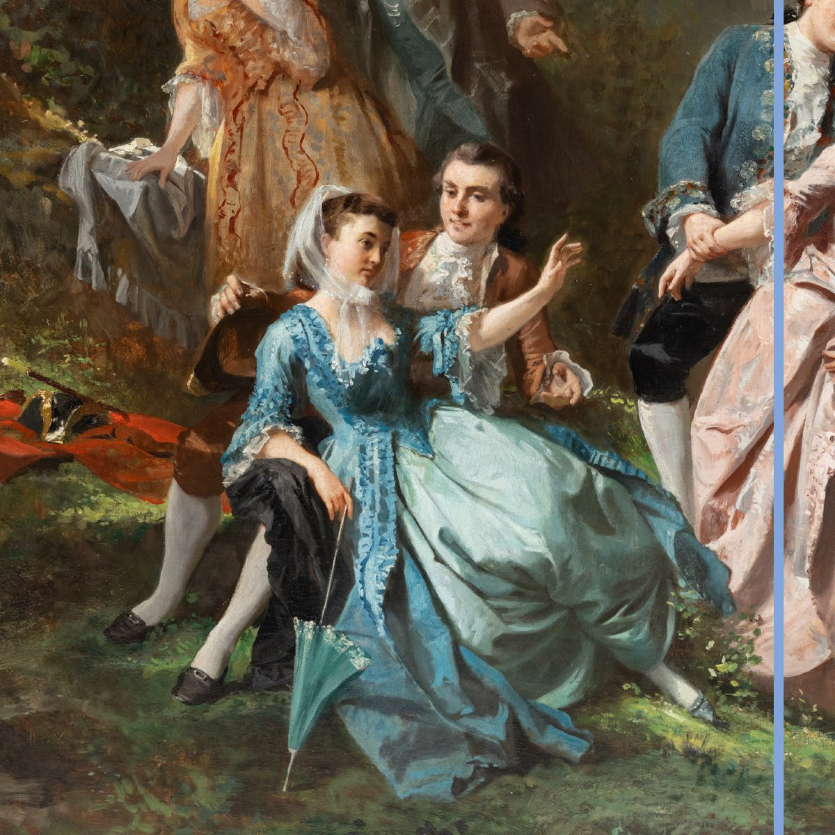 Prudent-louis Leray (1820-1879), Gallant Scenes, Pair Of Oil Paintings On Canvas, 19th Century-photo-6