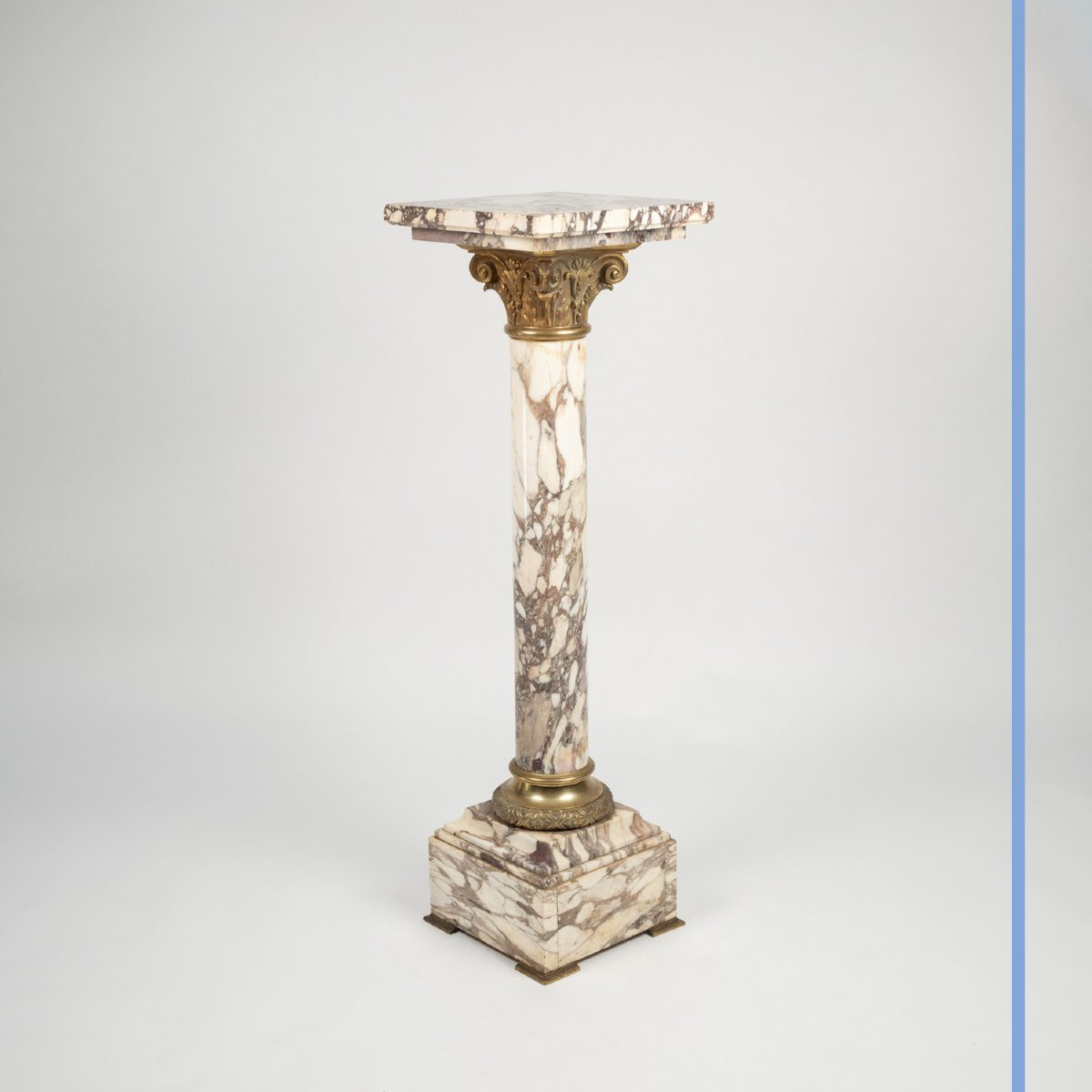 Column In Purple Breccia Marble And Gilt Bronze, 19th Century-photo-2