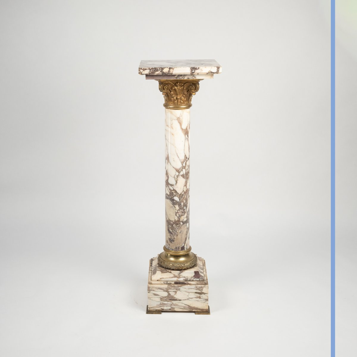 Column In Purple Breccia Marble And Gilt Bronze, 19th Century-photo-3