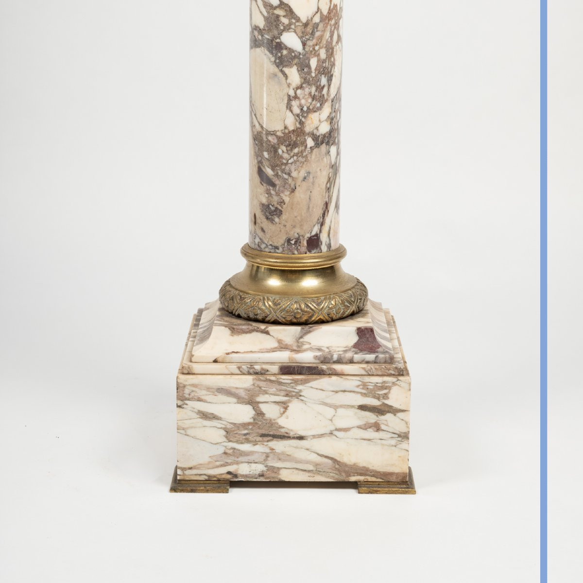Column In Purple Breccia Marble And Gilt Bronze, 19th Century-photo-3