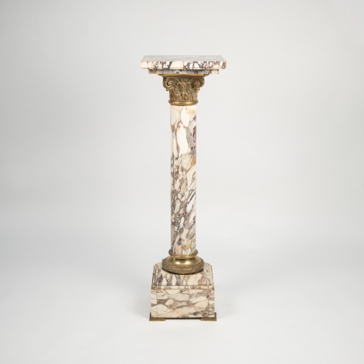 Column In Purple Breccia Marble And Gilt Bronze, 19th Century