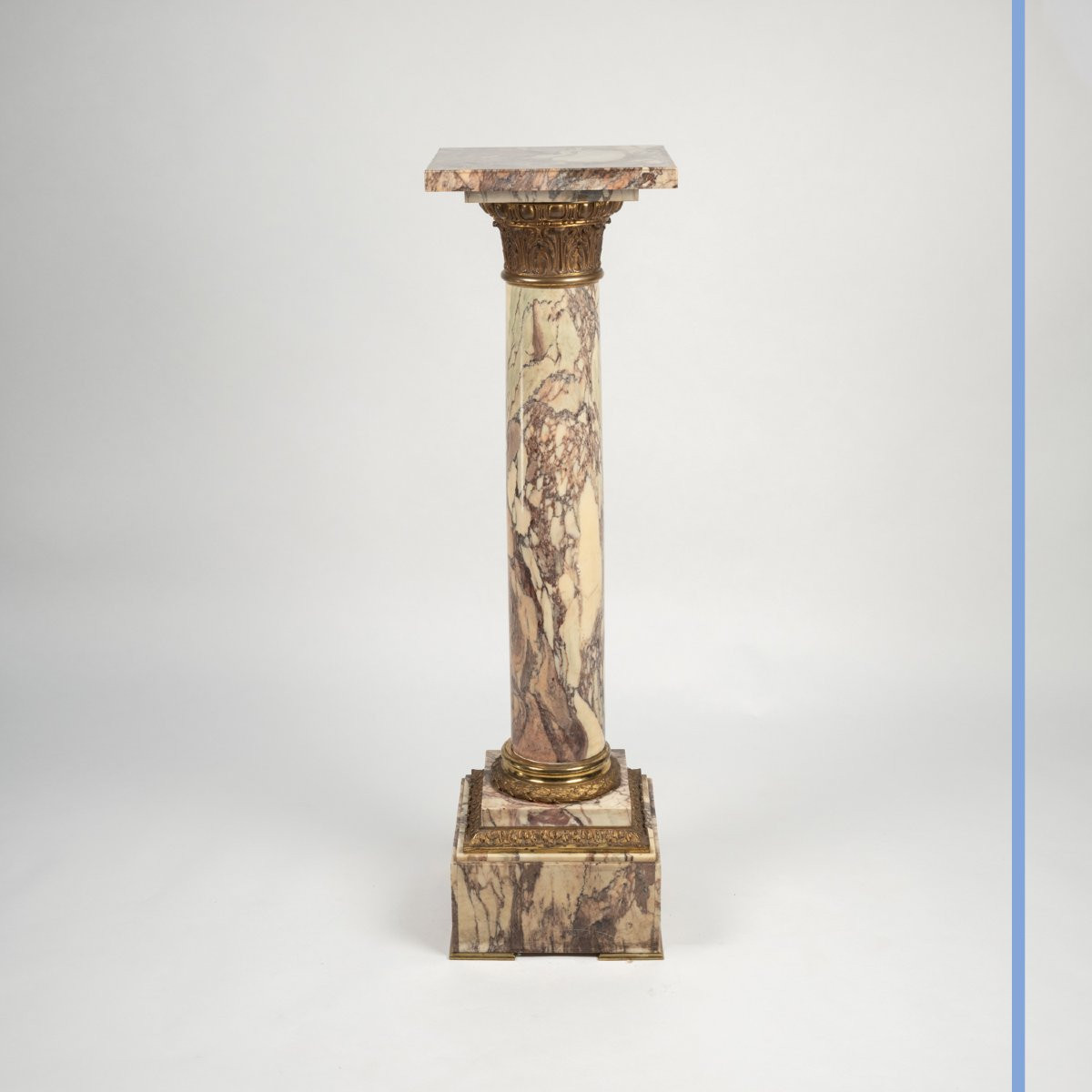 Column In Purple Breccia Marble And Gilt Bronze, 19th Century-photo-3