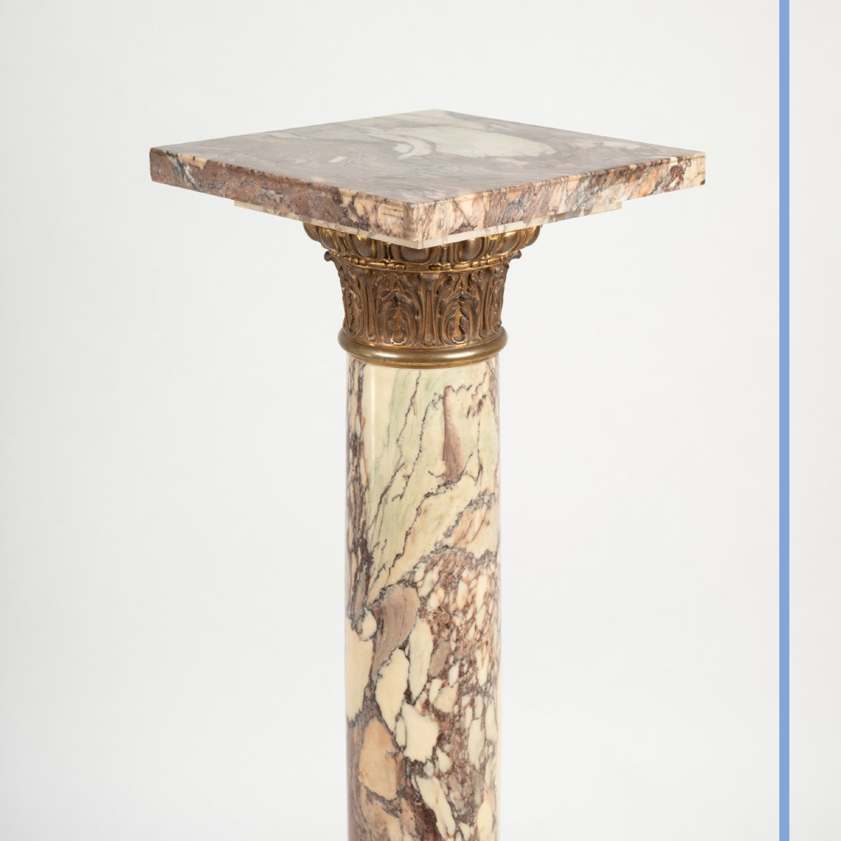 Column In Purple Breccia Marble And Gilt Bronze, 19th Century-photo-1
