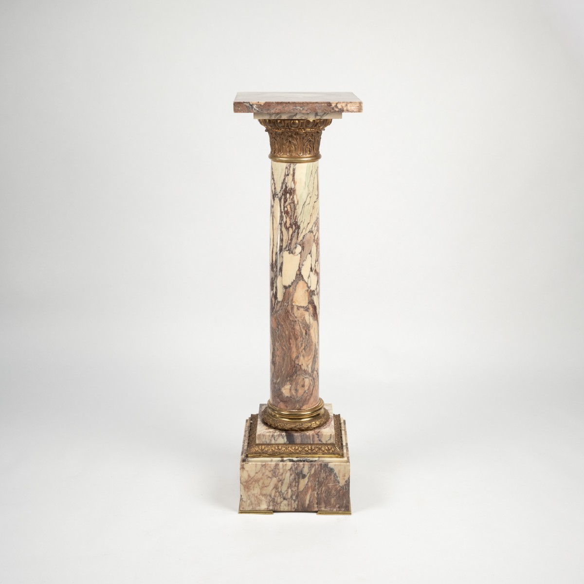 Column In Purple Breccia Marble And Gilt Bronze, 19th Century