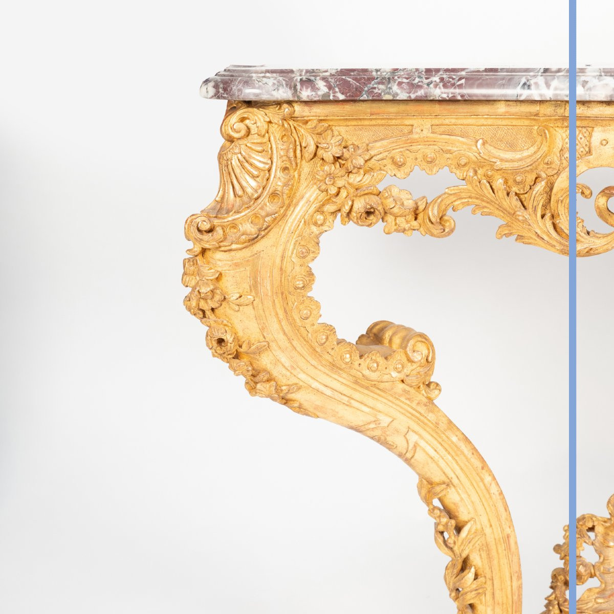 Console d'applique murale en bois doré et dessus de marbre, XIXe-photo-2