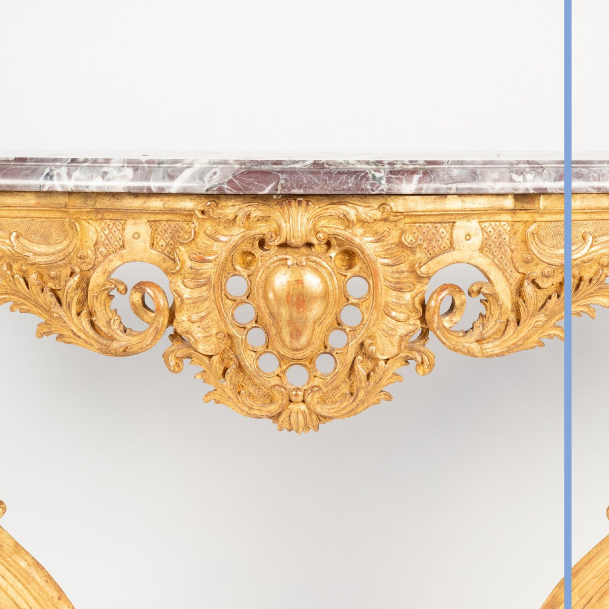 Console d'applique murale en bois doré et dessus de marbre, XIXe-photo-3