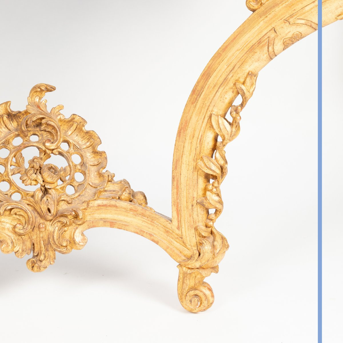 Console d'applique murale en bois doré et dessus de marbre, XIXe-photo-2