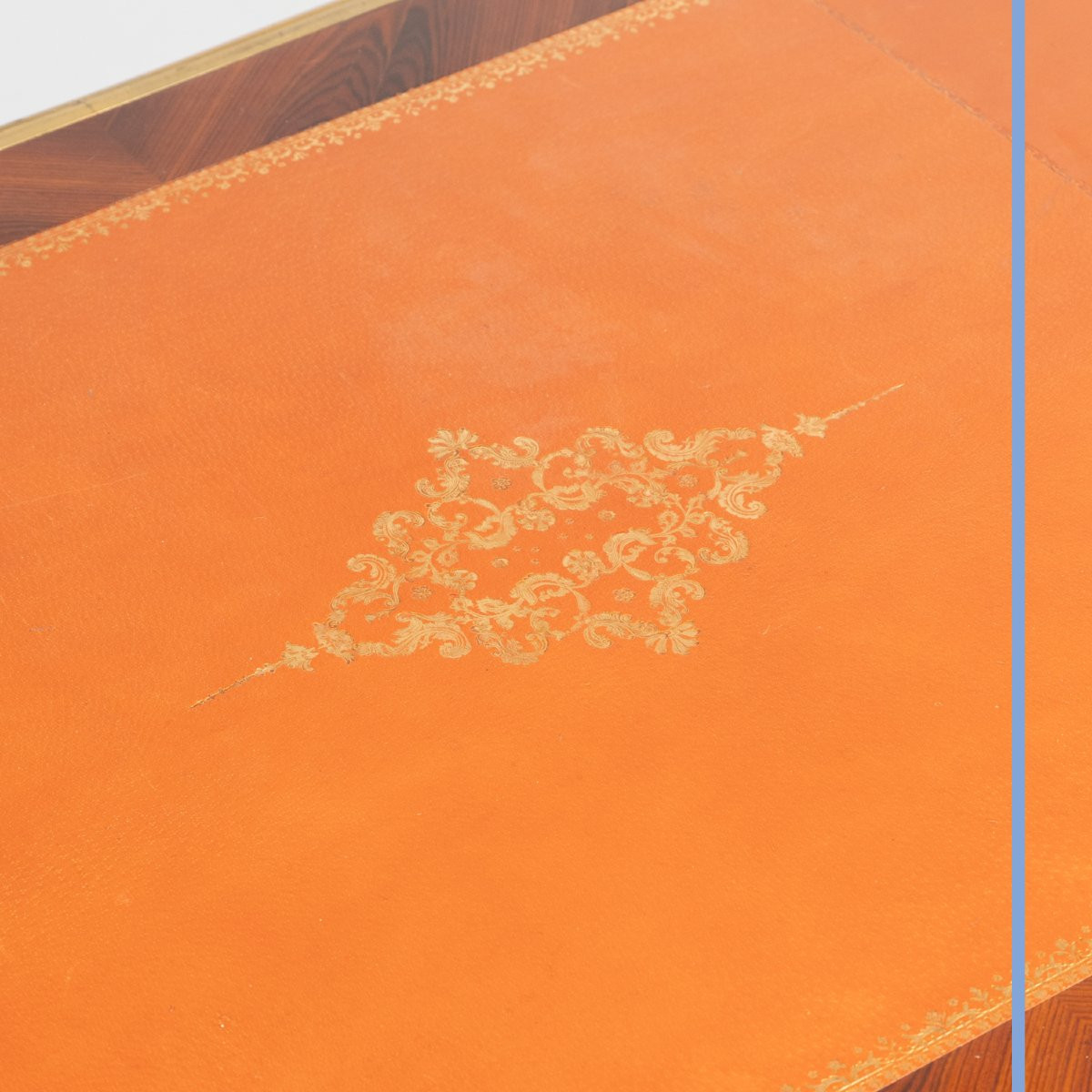 Louis XV Style Flat Desk In Marquetry And Gilt Bronze, 20th Century-photo-4