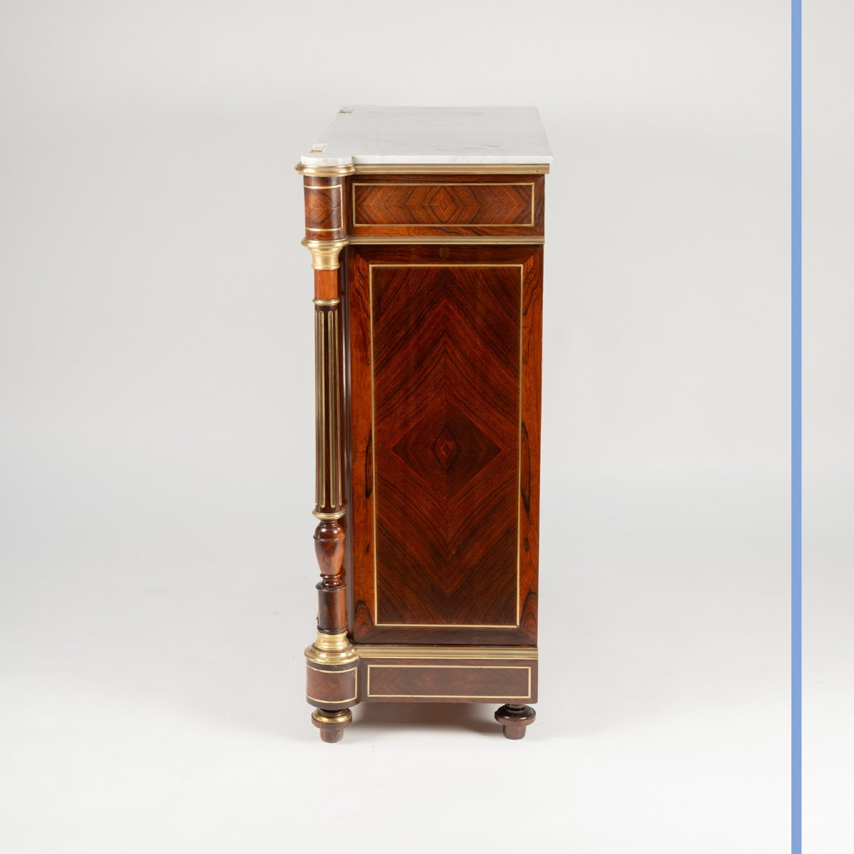 Cabinet At Waist Height In Marquetry Of Brass And Precious Woods, 19th-century-photo-4