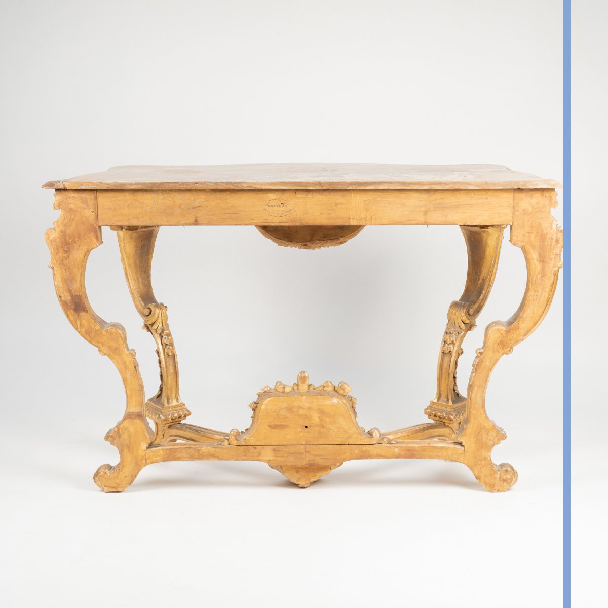 Balny Jeune, console de style louis XV en bois doré et marbre Sarrancolin, XIXe-photo-3