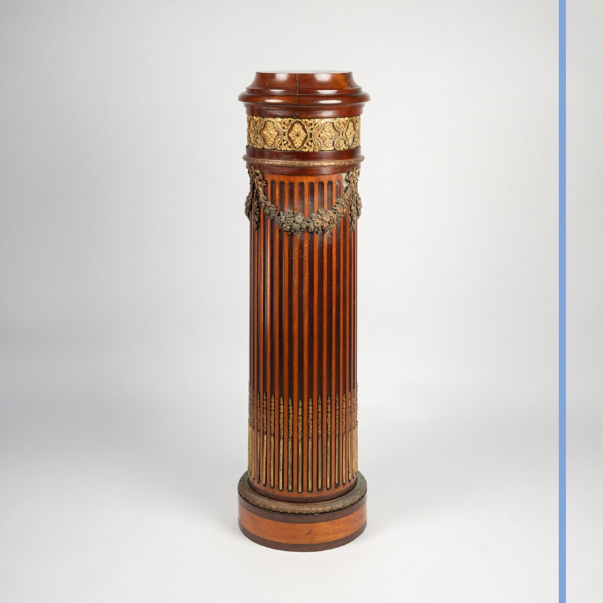 Colonne cannelée en bois orné de bronze doré, XIXe-photo-2