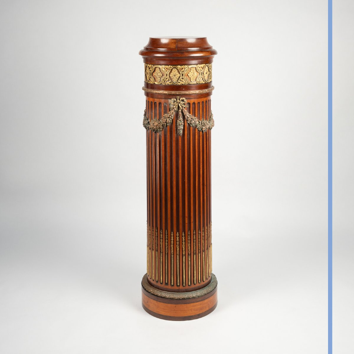 Colonne cannelée en bois orné de bronze doré, XIXe-photo-3