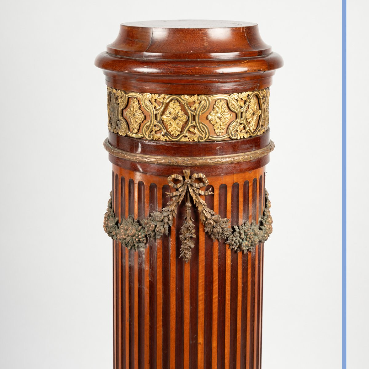 Colonne cannelée en bois orné de bronze doré, XIXe-photo-4