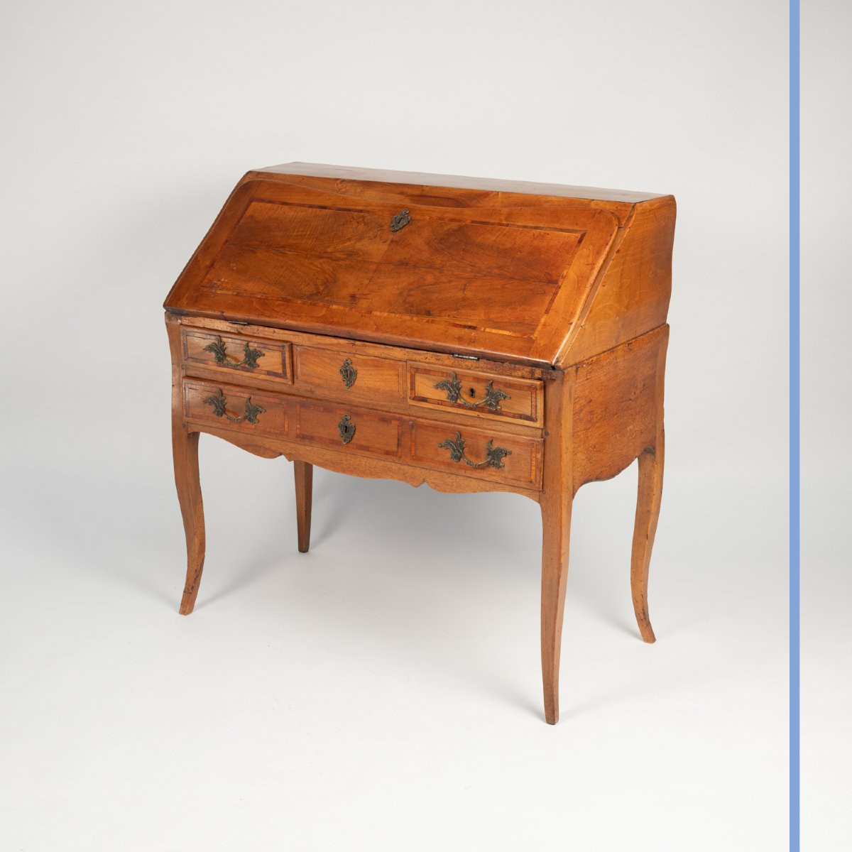 Slant-front Desk In Walnut And Walnut Veneer, Late 18th Century-photo-2