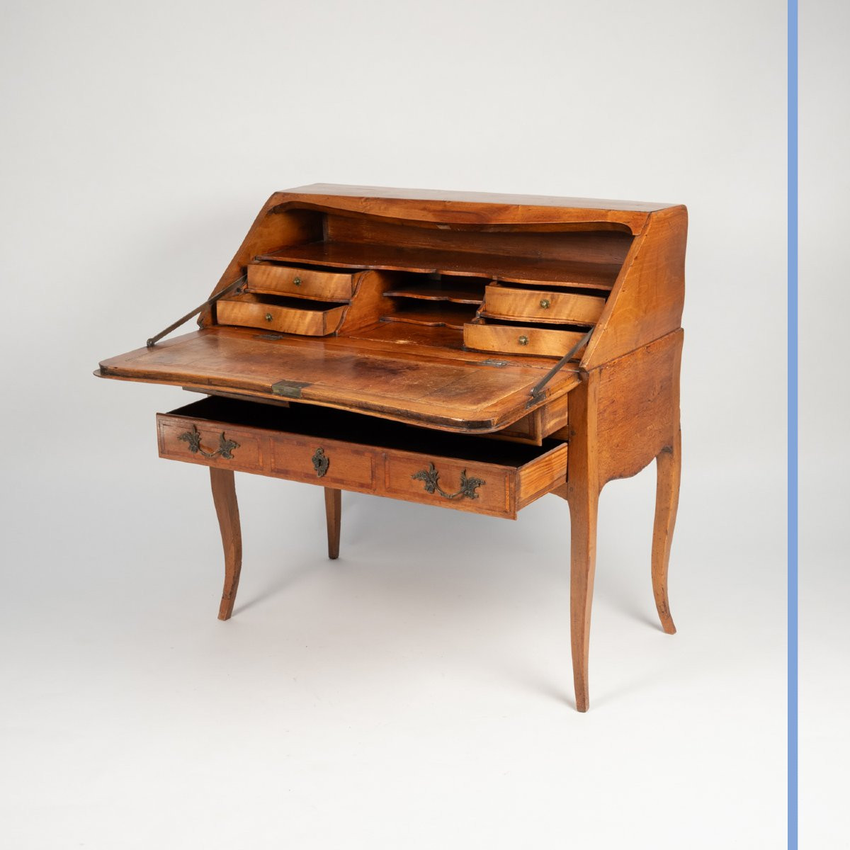 Slant-front Desk In Walnut And Walnut Veneer, Late 18th Century-photo-3