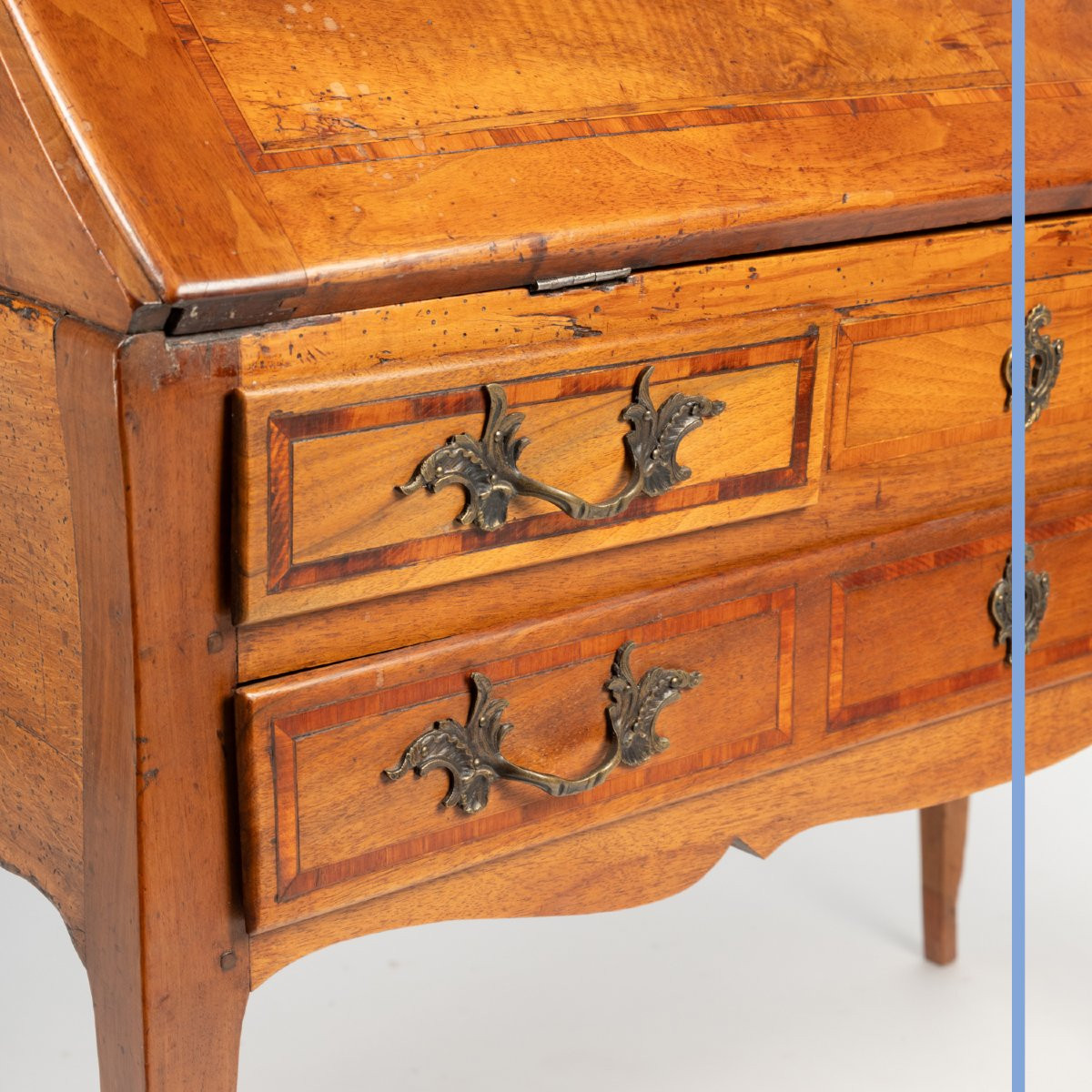 Slant-front Desk In Walnut And Walnut Veneer, Late 18th Century-photo-4